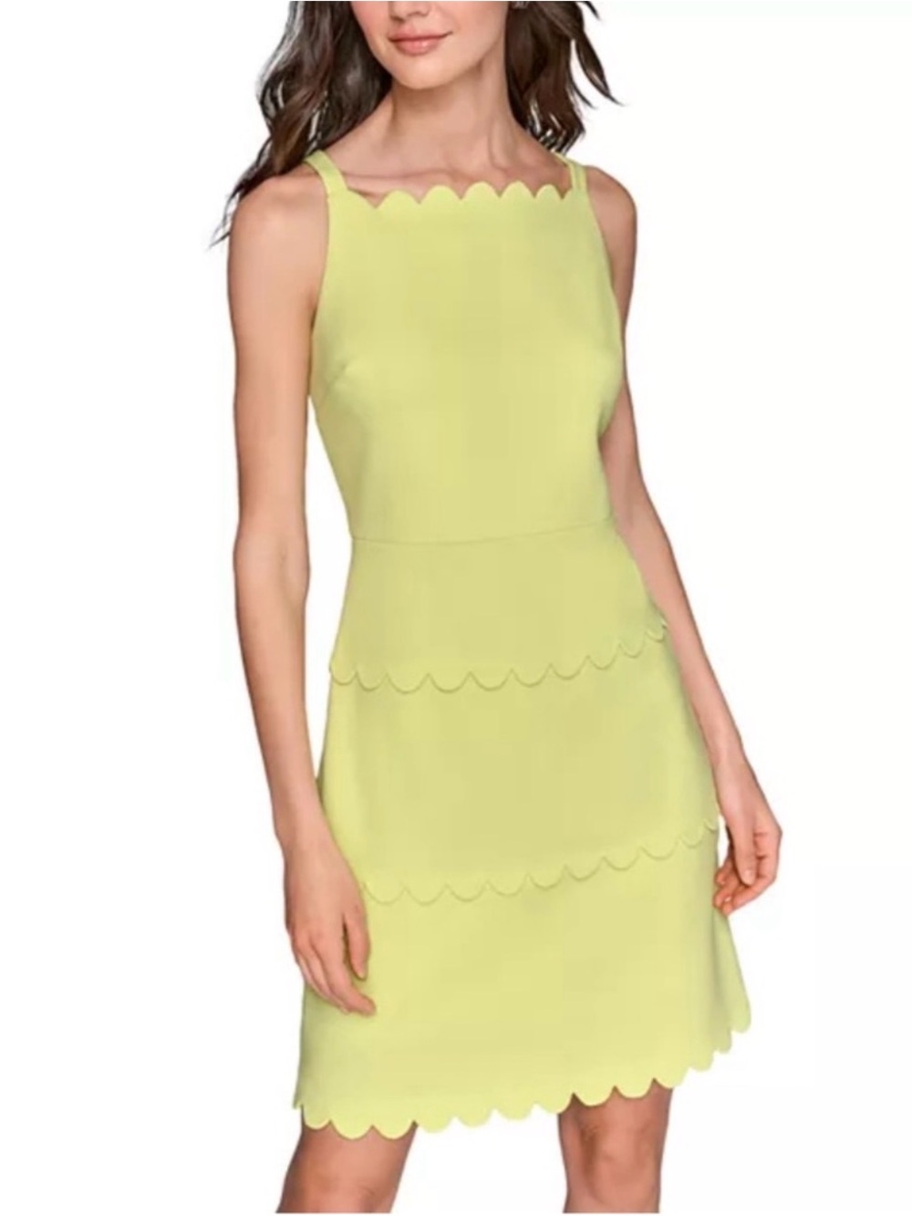 Karl Lagerfeld Scalloped Trim Sleeveless Mini Dress - Yellow Size 12P New